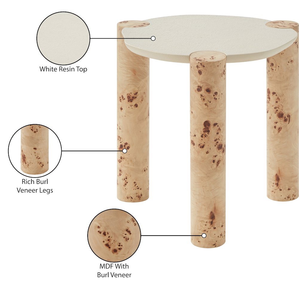 Thor Natural Burl Wood End Table
