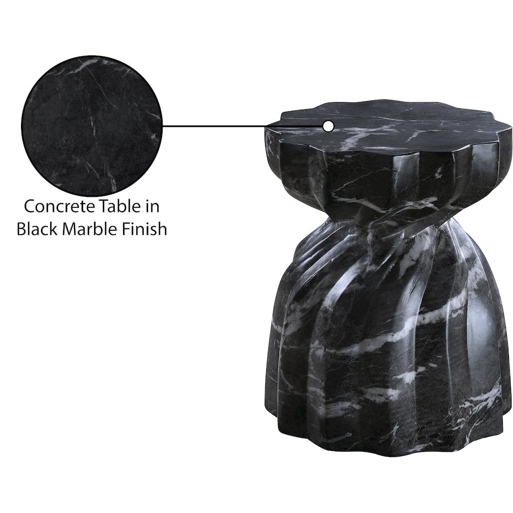 Caserta Black Marble Finish Concrete End Table