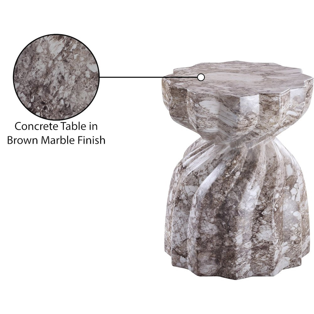 Caserta Brown Marble Finish Concrete End Table