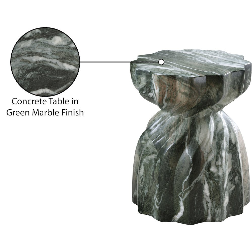 Caserta Green Marble Finish Concrete End Table