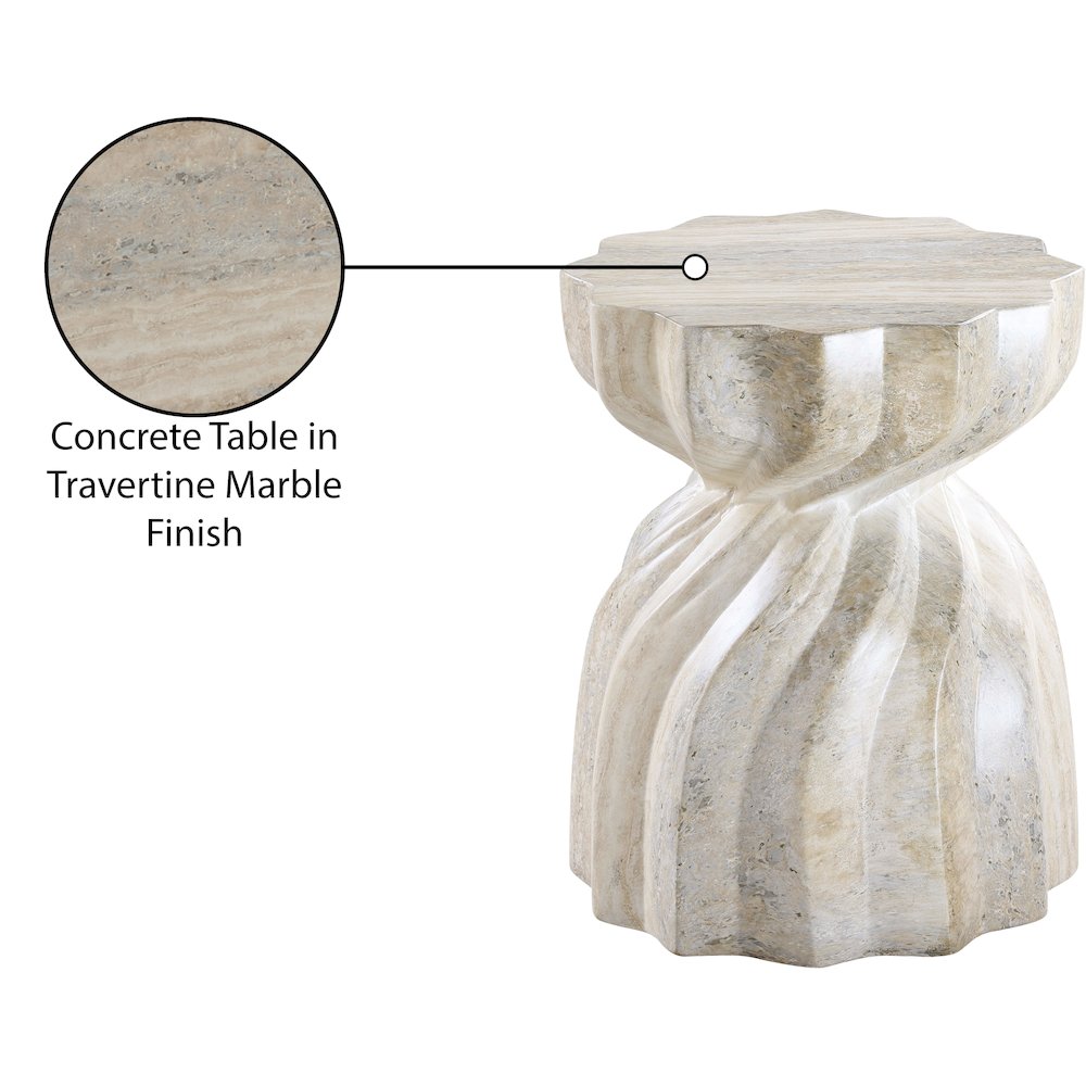 Caserta Travertine Travertine Finish Concrete End Table