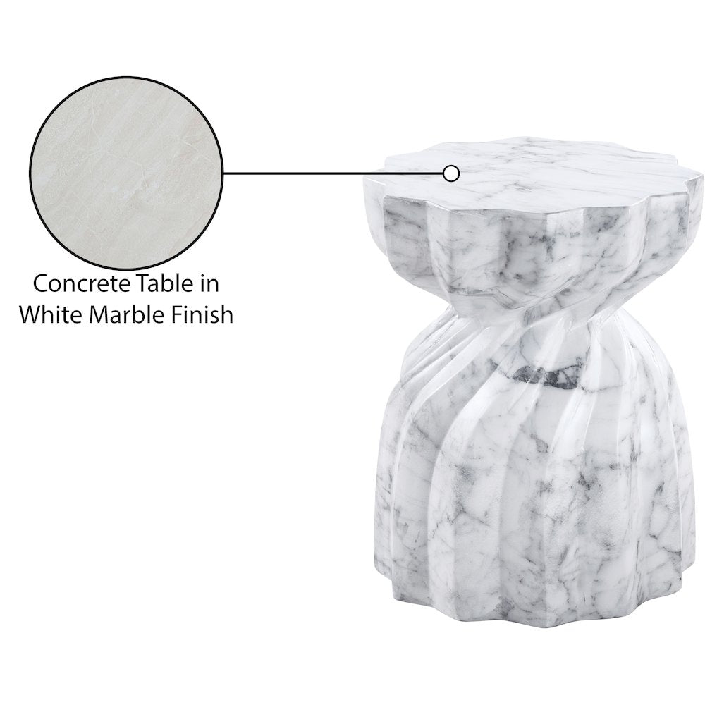 Caserta White Marble Finish Concrete End Table