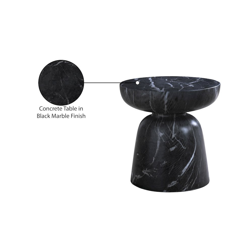 Avellino Black Marble Finish Concrete End Table