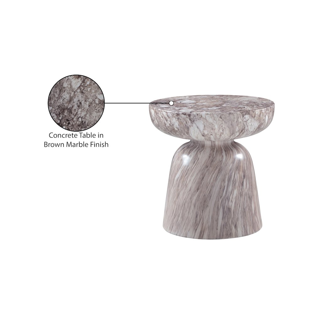 Avellino Brown Marble Finish Concrete End Table