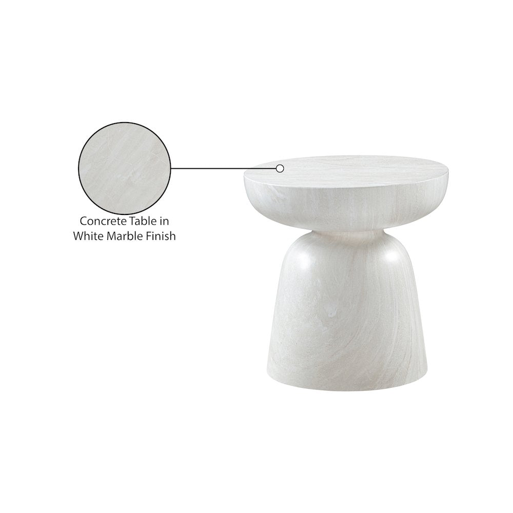 Avellino White Marble Finish Concrete End Table