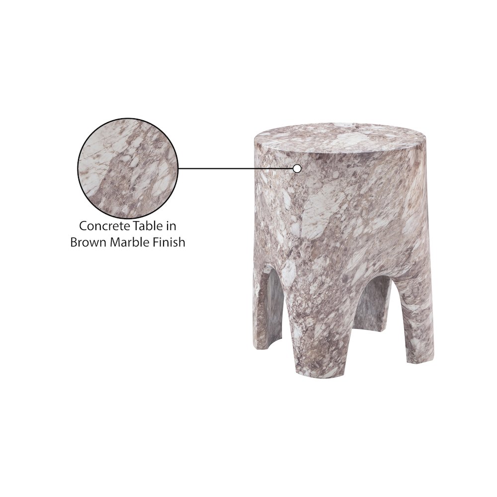 Foligno Brown Marble Finish Concrete End Table