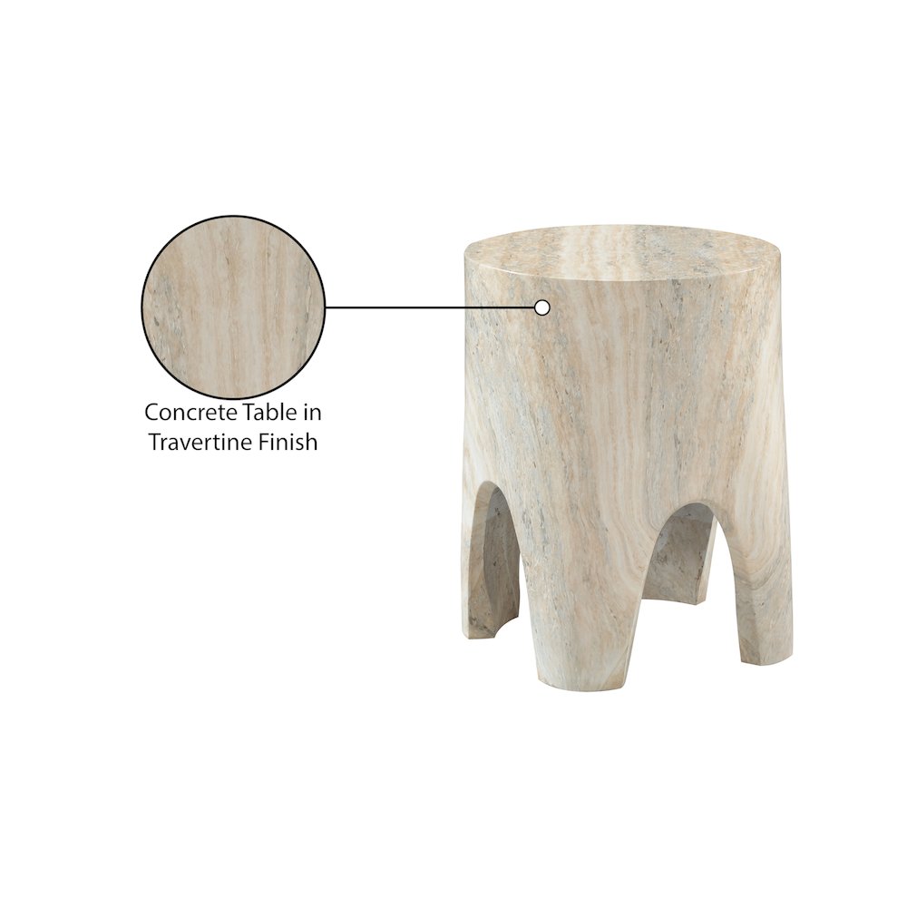 Foligno Travertine Travertine Finish Concrete End Table