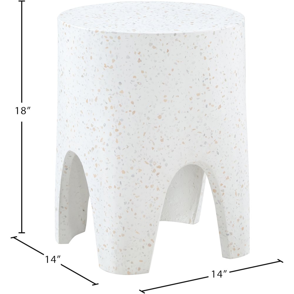 Foligno White Marble Finish Concrete End Table