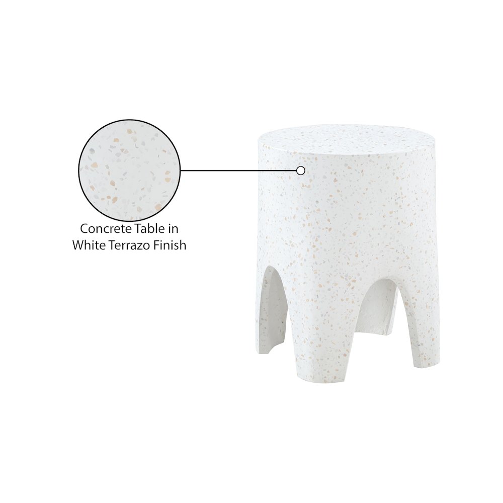 Foligno White Marble Finish Concrete End Table