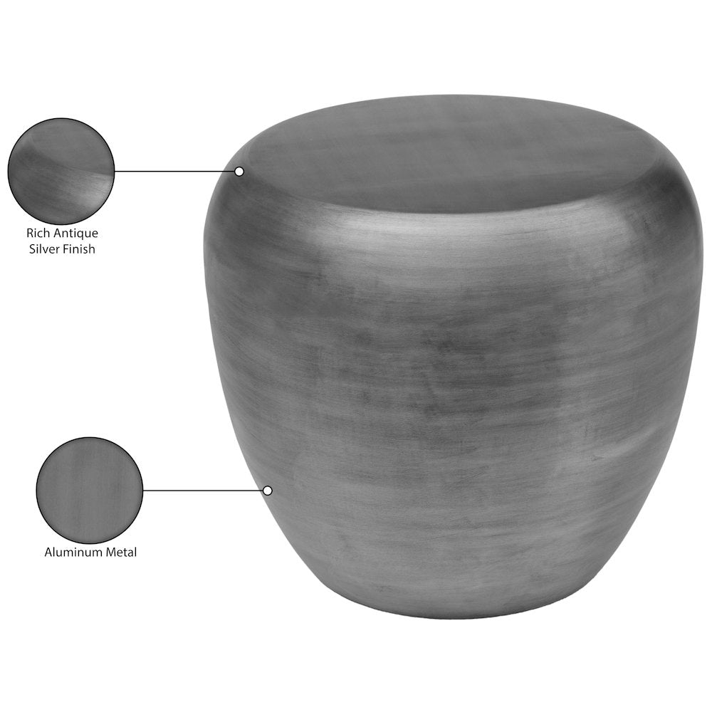 Capsule Silver Aluminum End Table