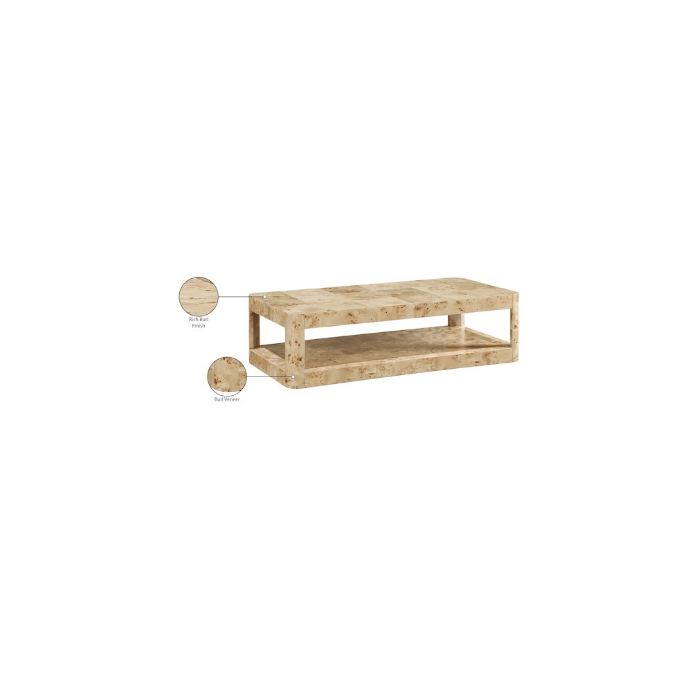 Reeves Natural Burl Wood Coffee Table
