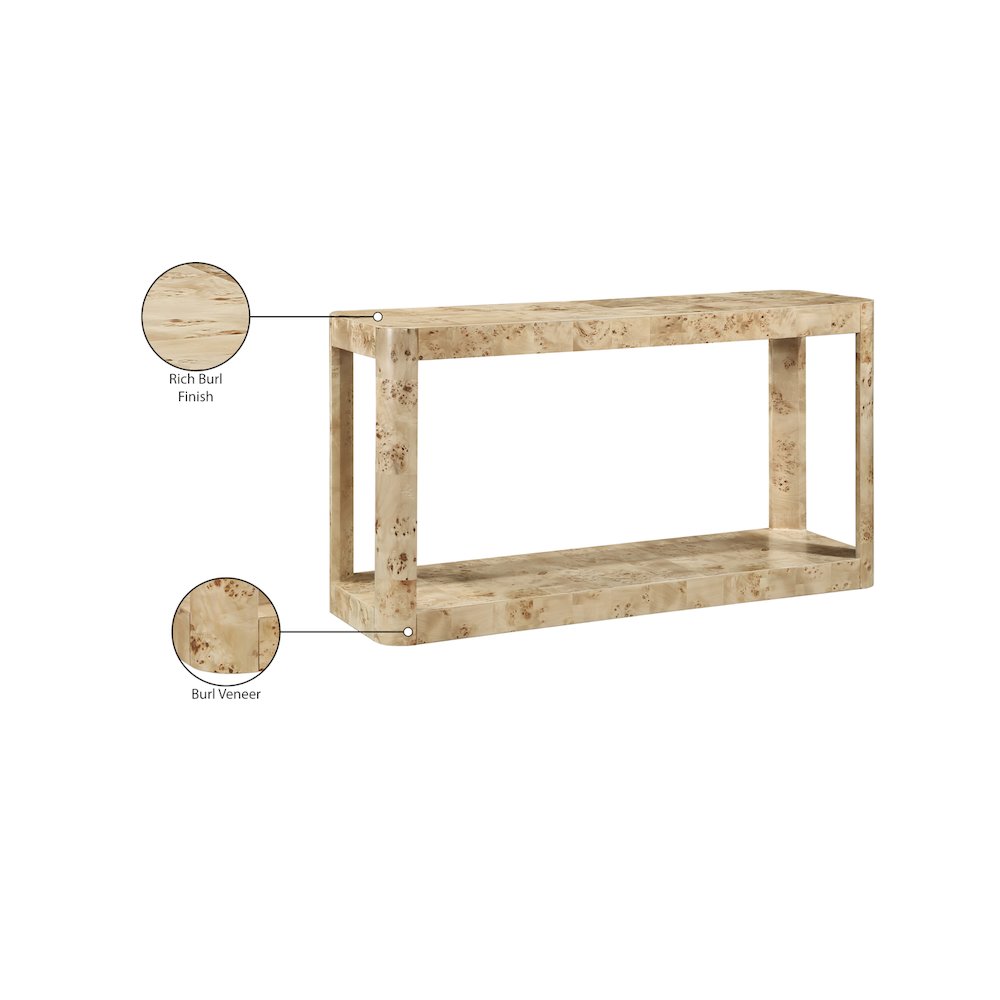 Reeves Natural Burl Wood Console Table