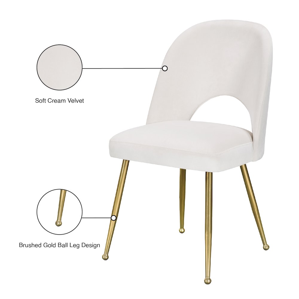 Logan Cream Velvet Dining Chair, Set of 2