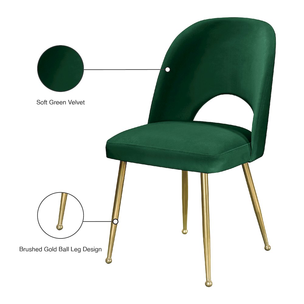 Logan Green Velvet Dining Chair, Set of 2