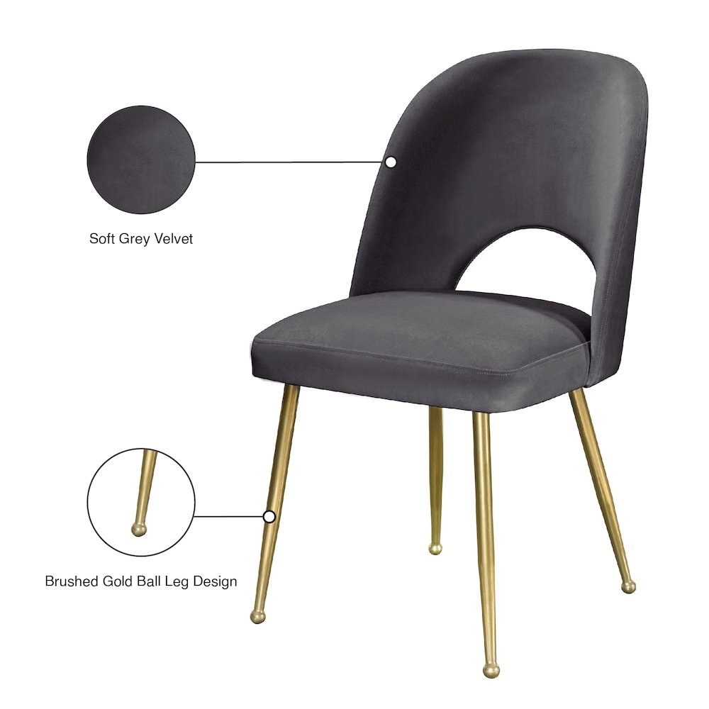 Logan Grey Velvet Dining Chair, Set of 2