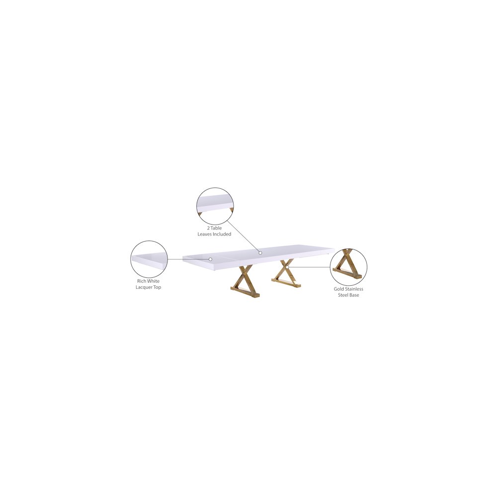 Excel White Lacquer Extendable Dining Table