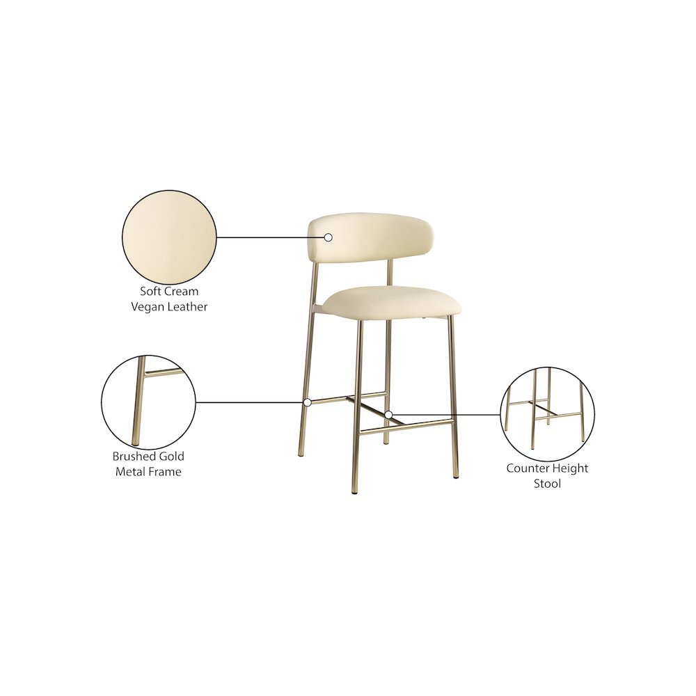Lupita Cream Vegan Leather Counter Stool, Set of 2