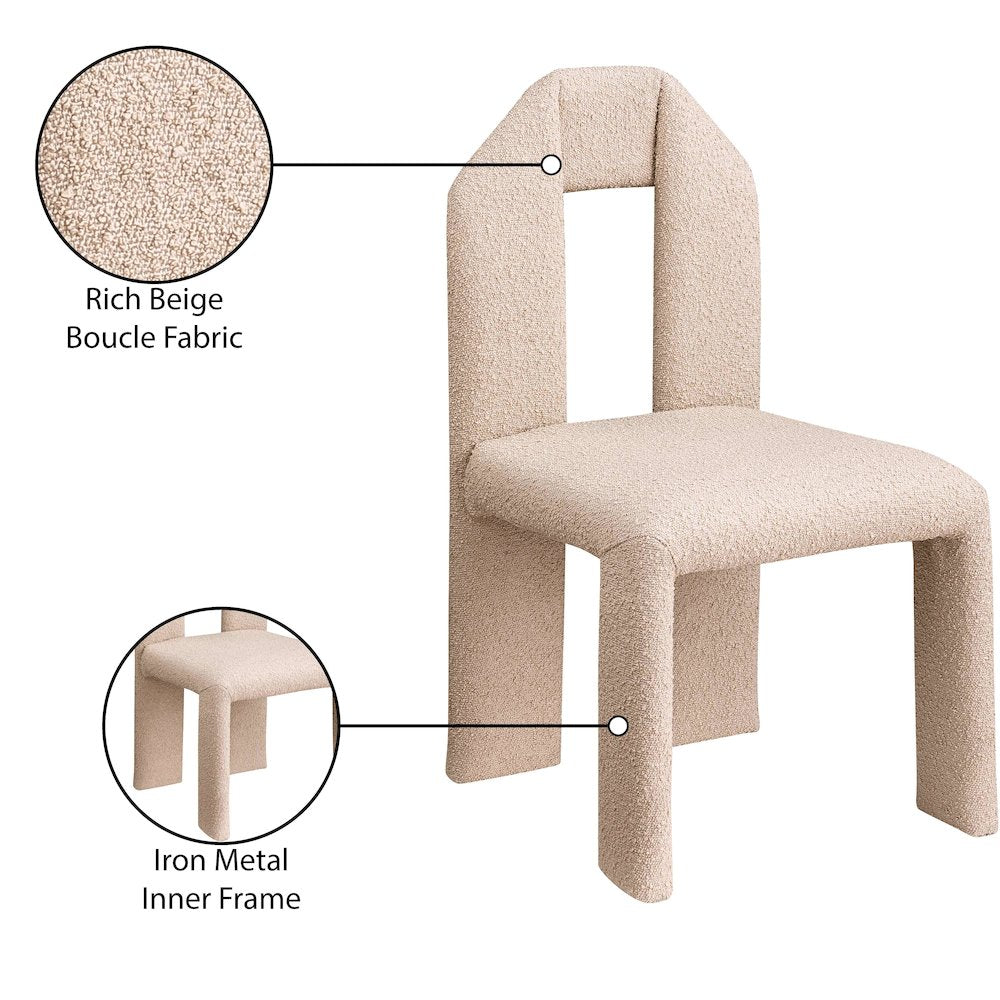 Bennett Beige Boucle Fabric Dining Chair, Set of 2