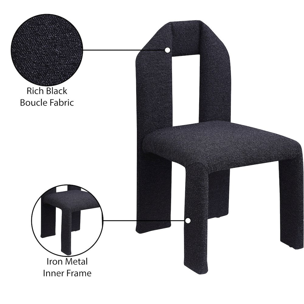 Bennett Black Boucle Fabric Dining Chair, Set of 2