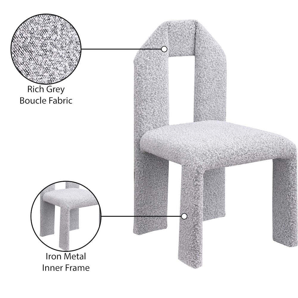 Bennett Grey Boucle Fabric Dining Chair, Set of 2