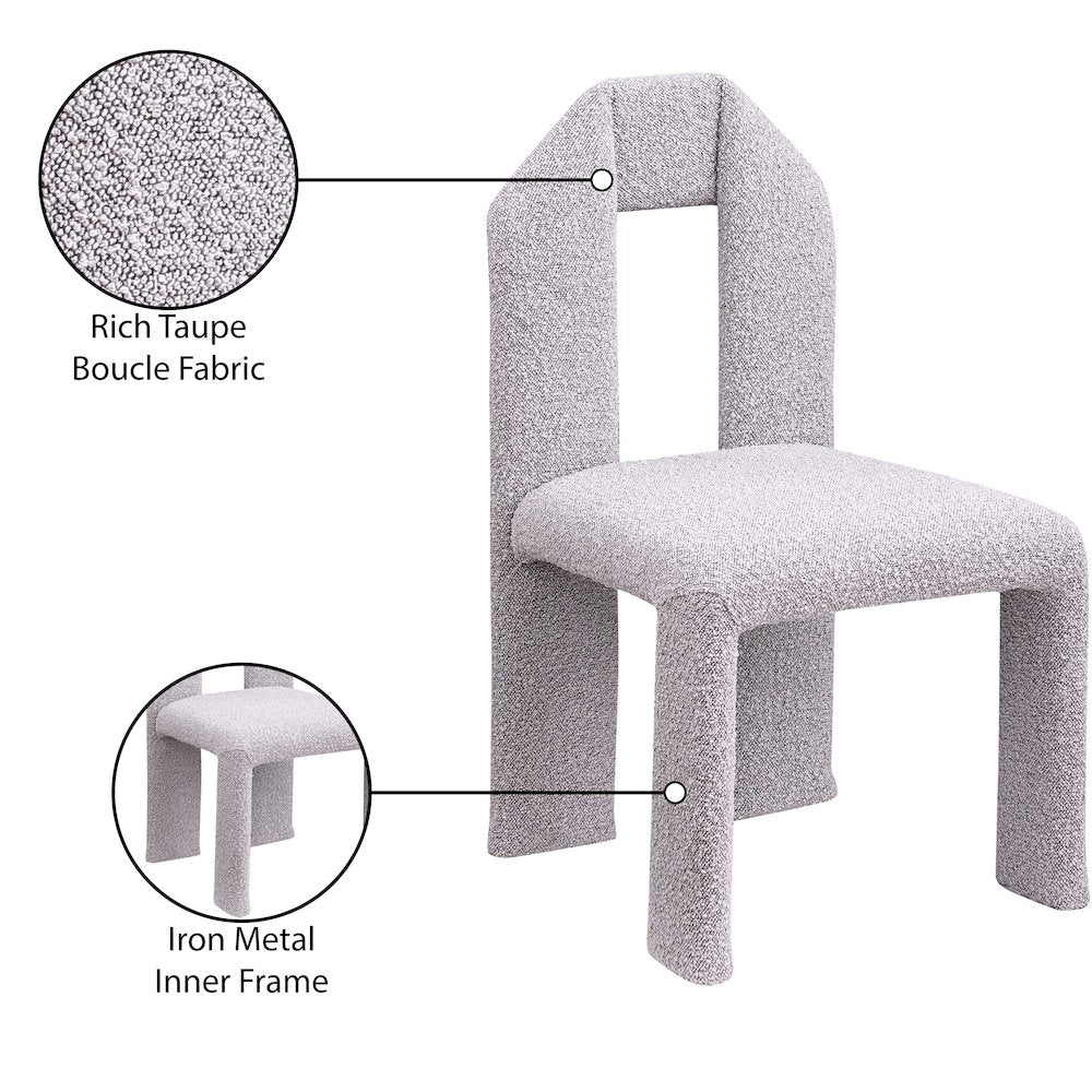 Bennett Taupe Boucle Fabric Dining Chair, Set of 2
