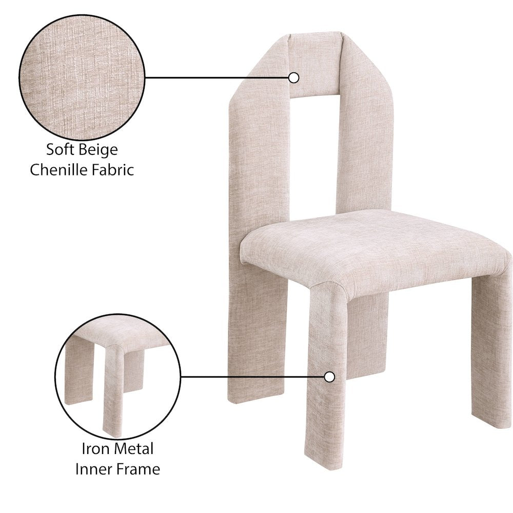 Bennett Beige Chenille Fabric Dining Chair, Set of 2