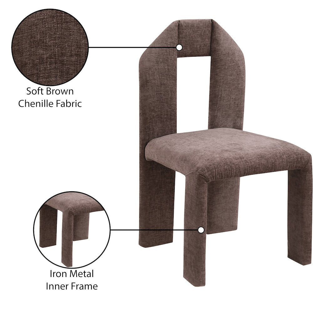 Bennett Brown Chenille Fabric Dining Chair, Set of 2