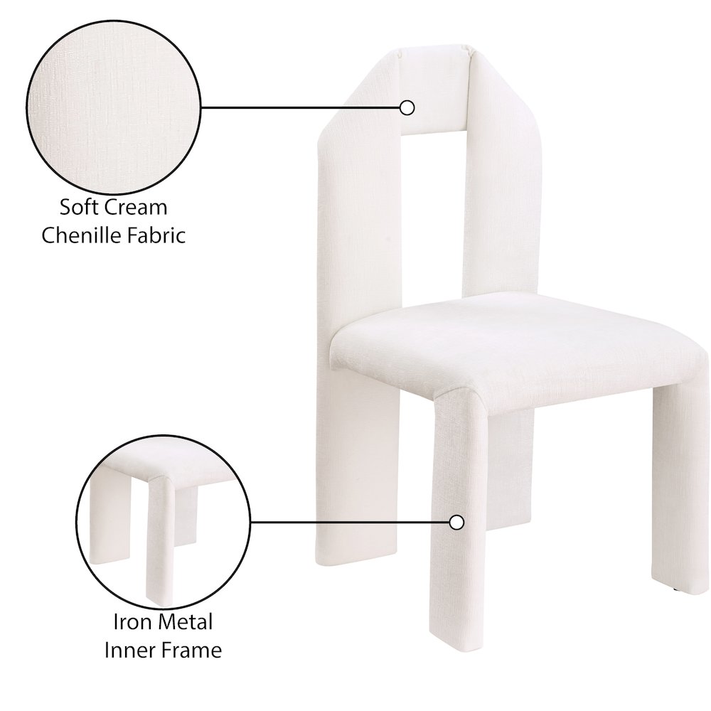 Bennett Cream Chenille Fabric Dining Chair, Set of 2