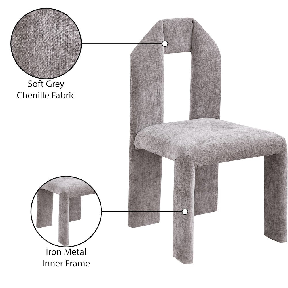 Bennett Grey Chenille Fabric Dining Chair, Set of 2