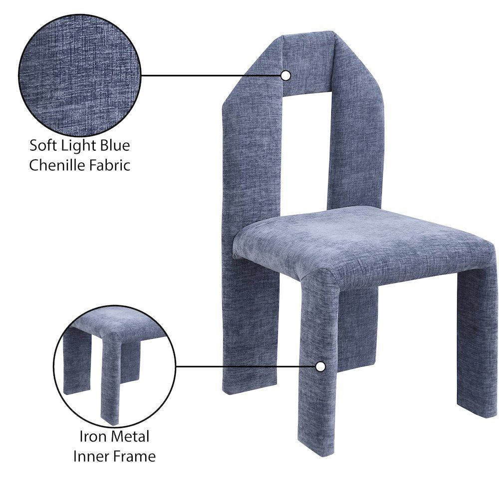 Bennett Light Blue Chenille Fabric Dining Chair, Set of 2