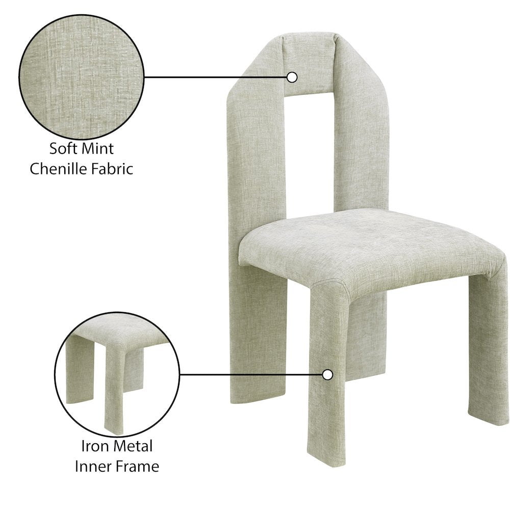 Bennett Mint Chenille Fabric Dining Chair, Set of 2