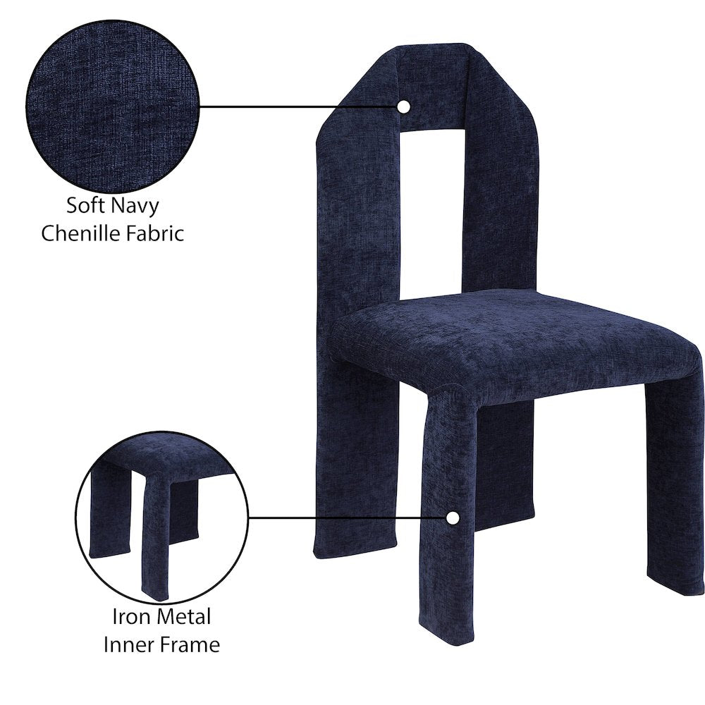 Bennett Navy Chenille Fabric Dining Chair, Set of 2