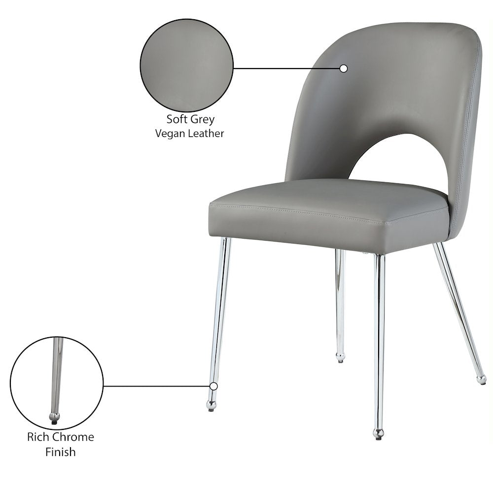 Logan Grey Vegan Leather Dining Chair, Set of 2