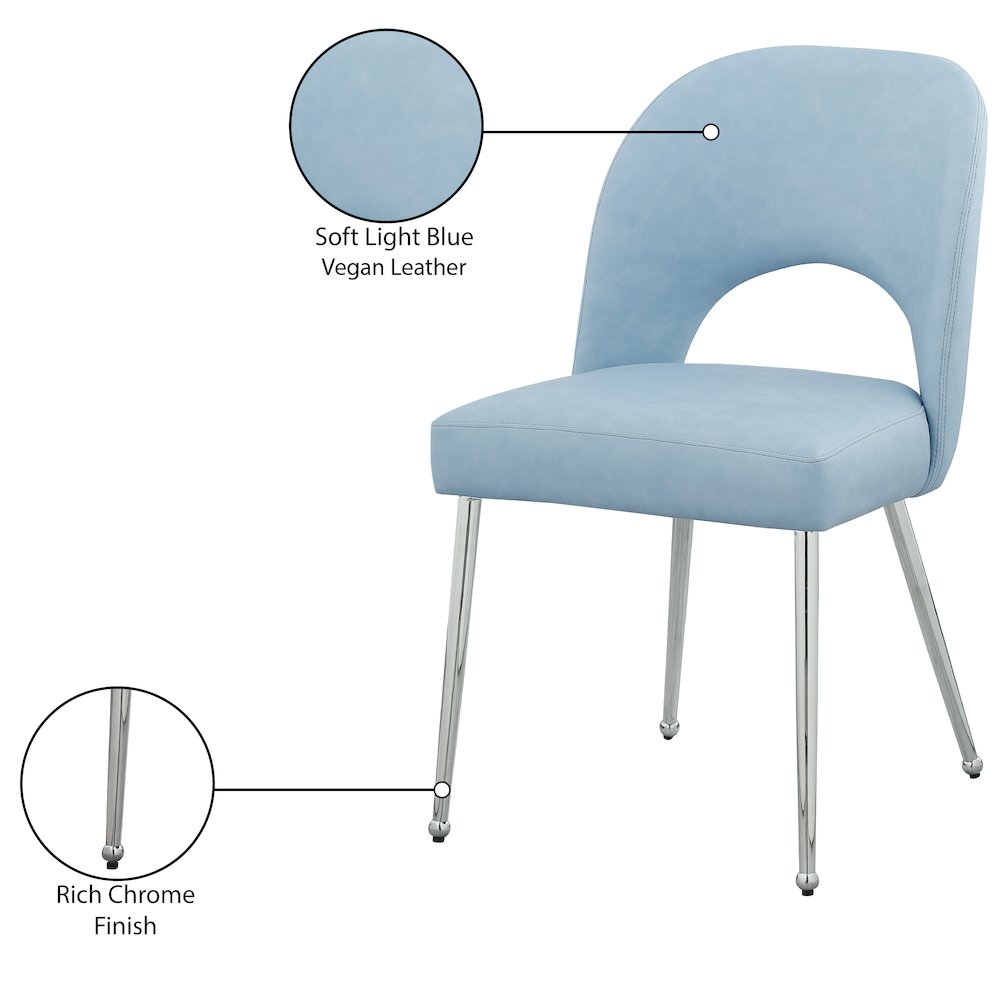 Logan Light Blue Vegan Leather Dining Chair, Set of 2