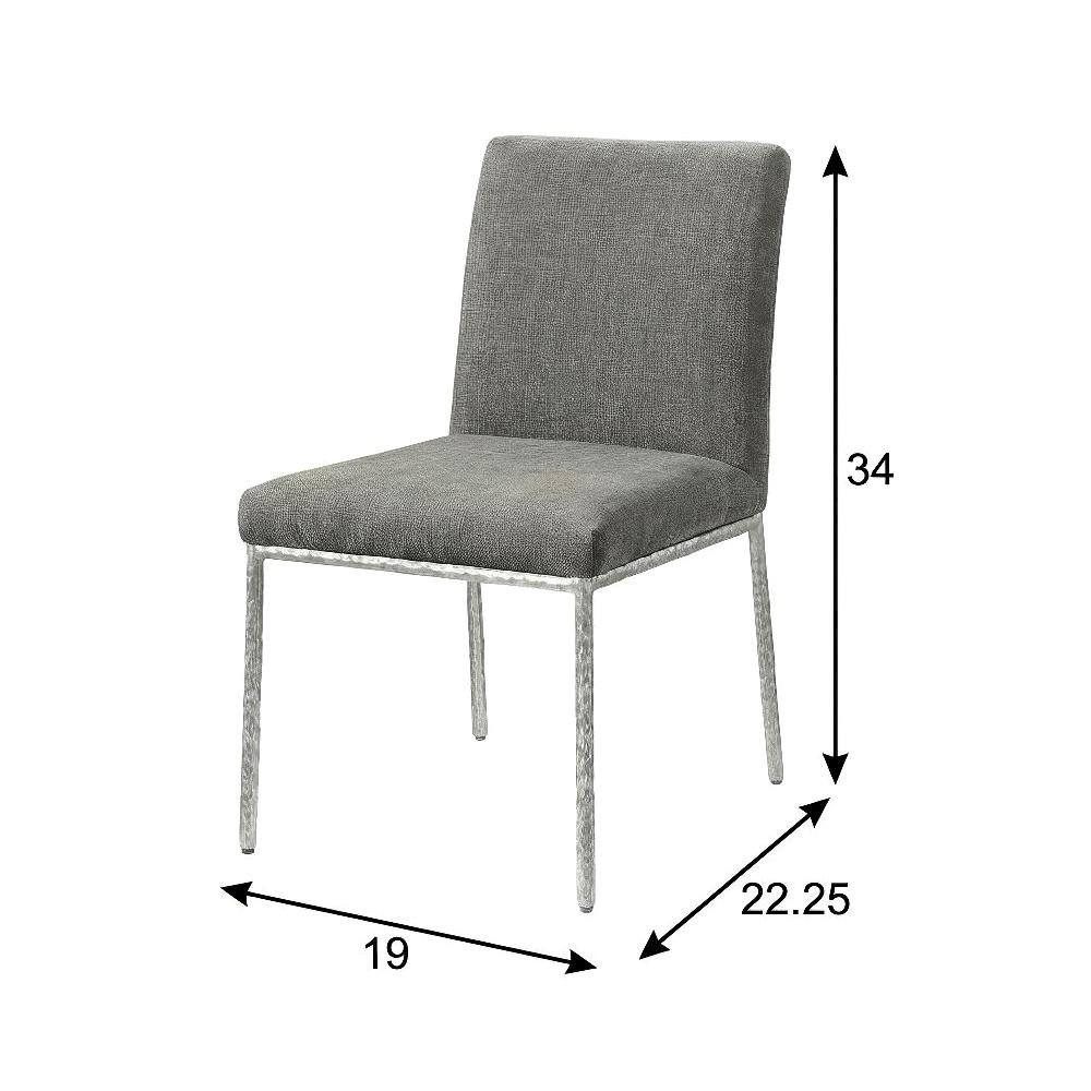 Gray Chenille Upholstered Dining Side Chair Set of 2 with Contemporary Style