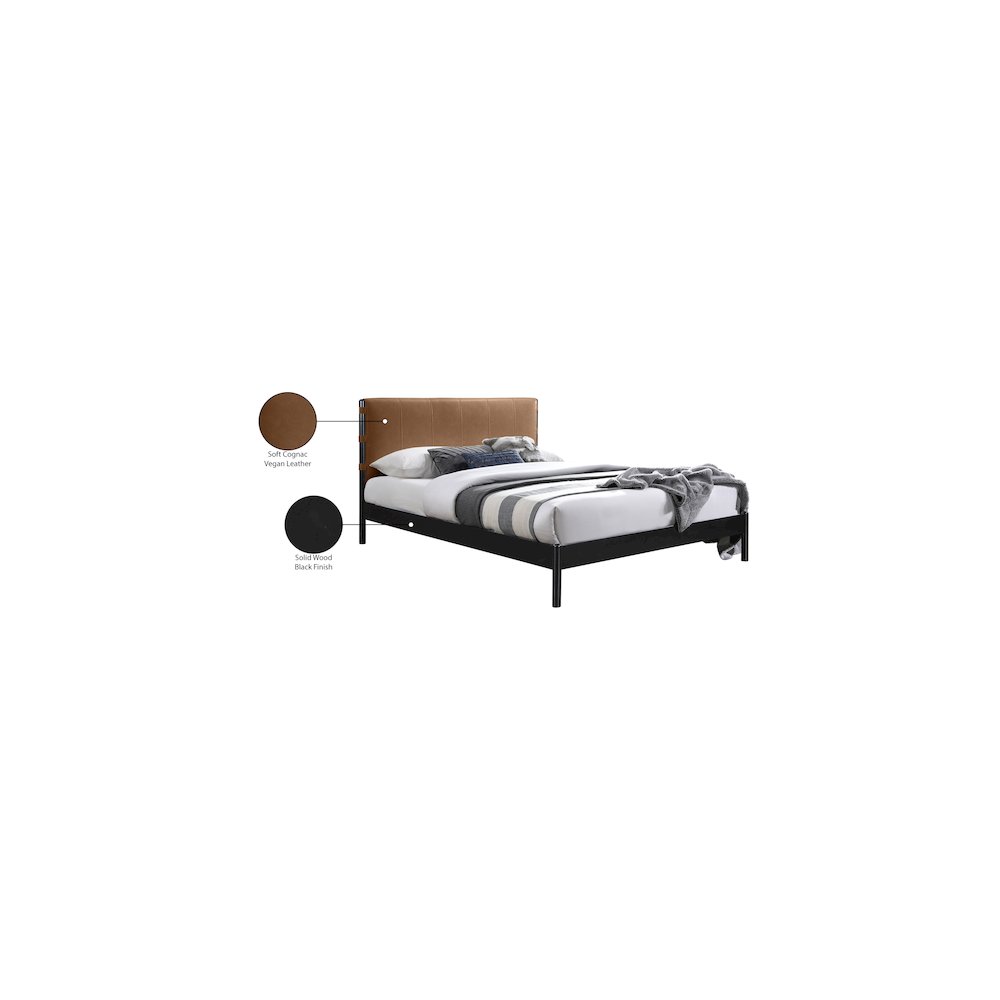 Abigail Cognac Vegan Leather King Bed
