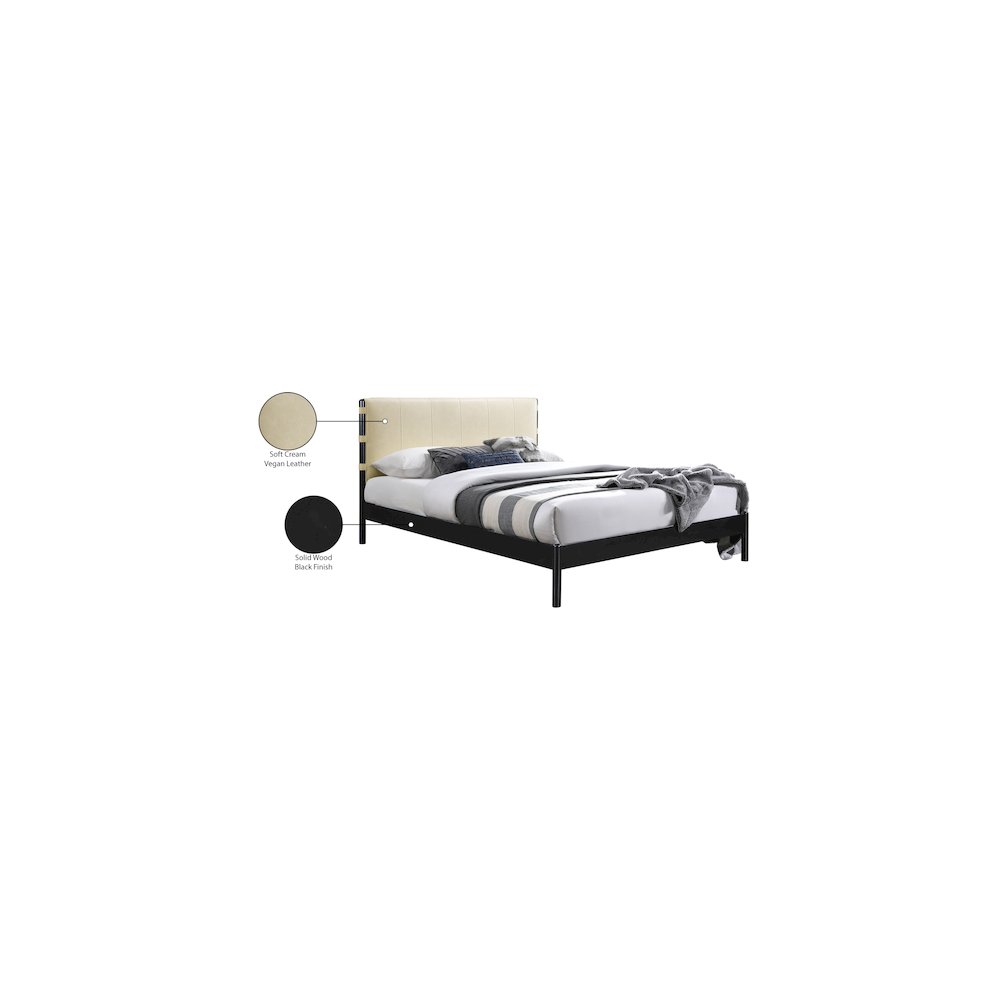 Abigail Cream Vegan Leather Queen Bed