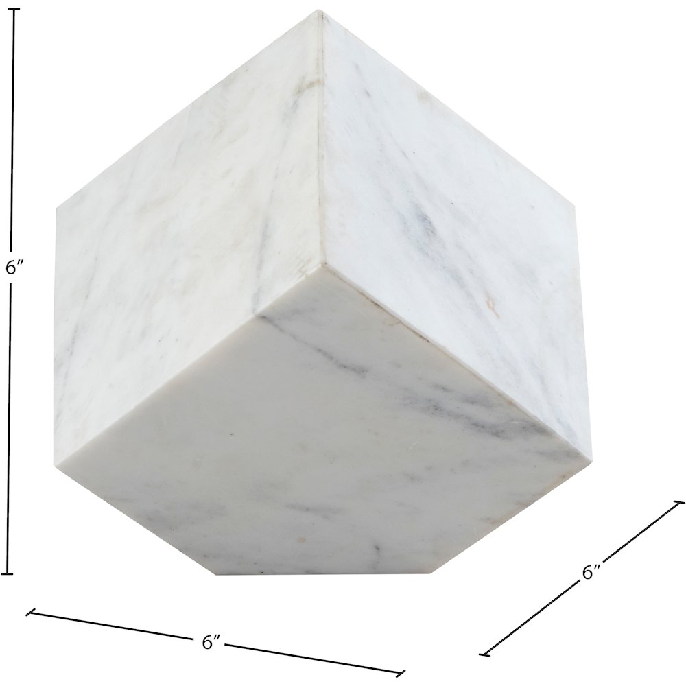 Block White Marble Decorative Cube