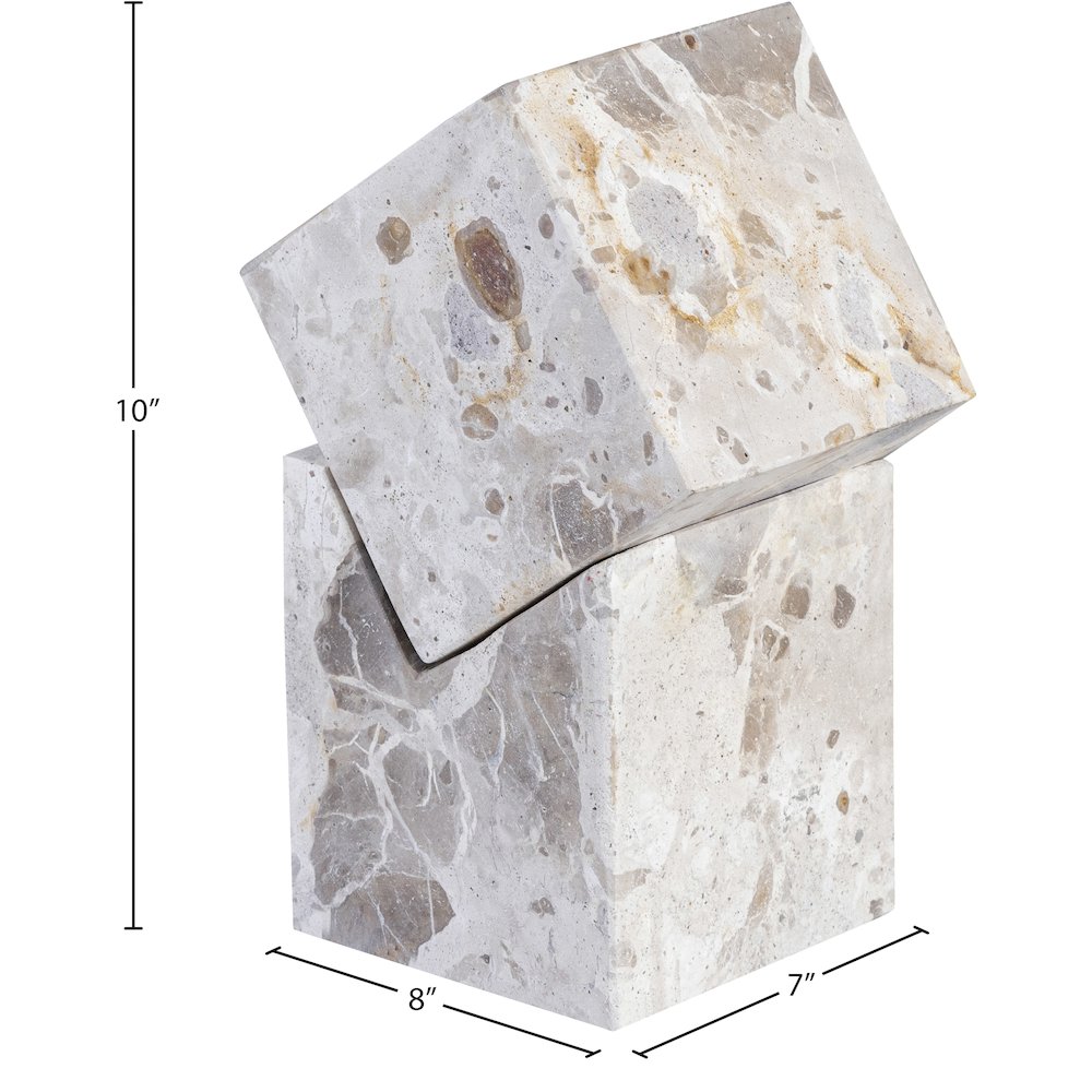Quad Beige Marble Decorative Cube