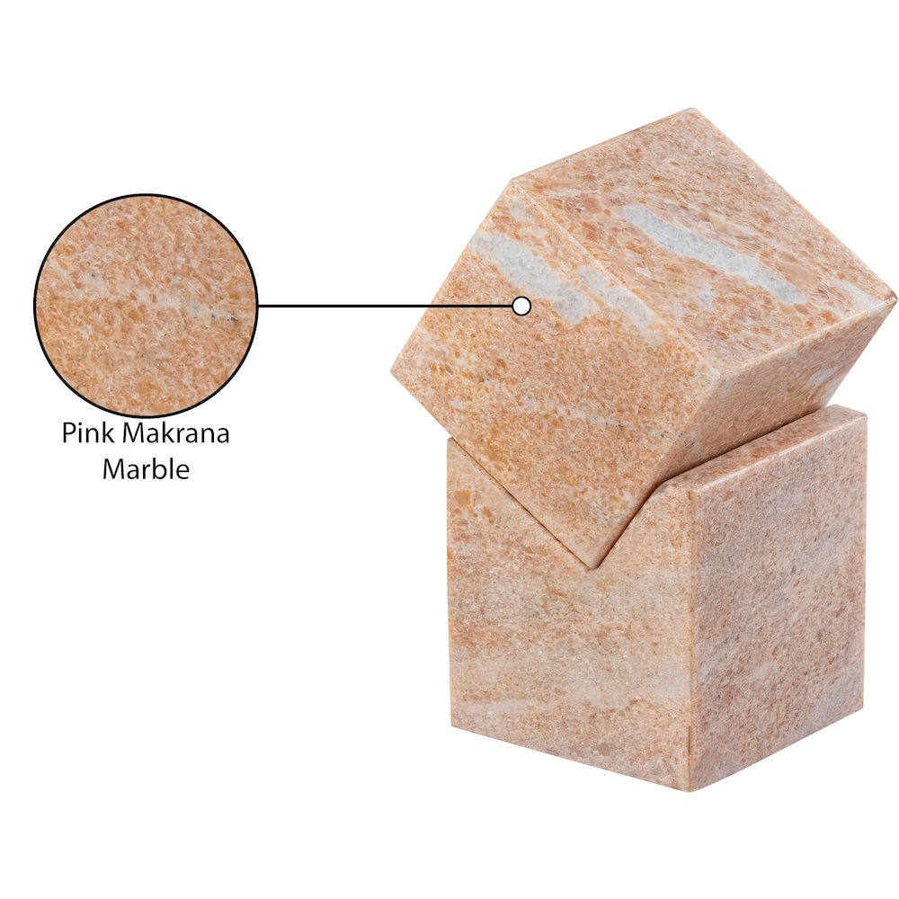 Quad Pink Marble Decorative Cube