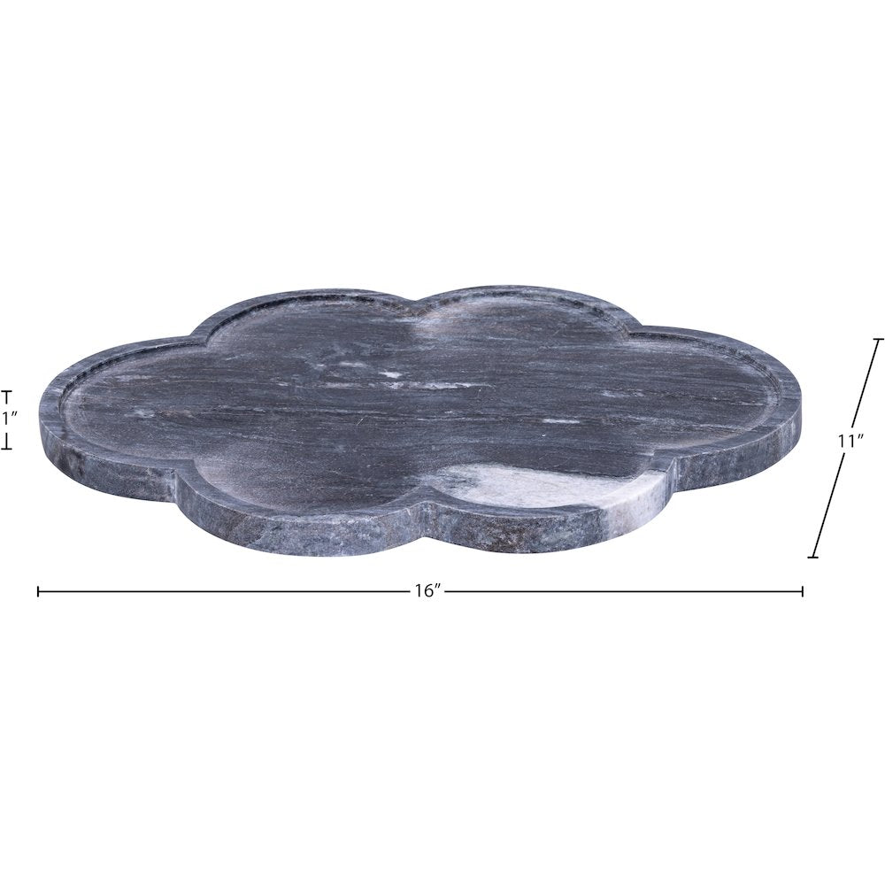 Rimini Black Clover Shaped Marble Tray