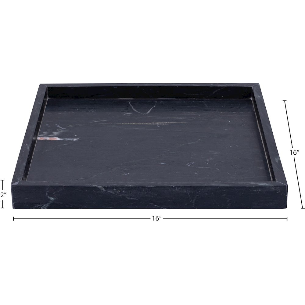 Barletta Black Square Marble Tray