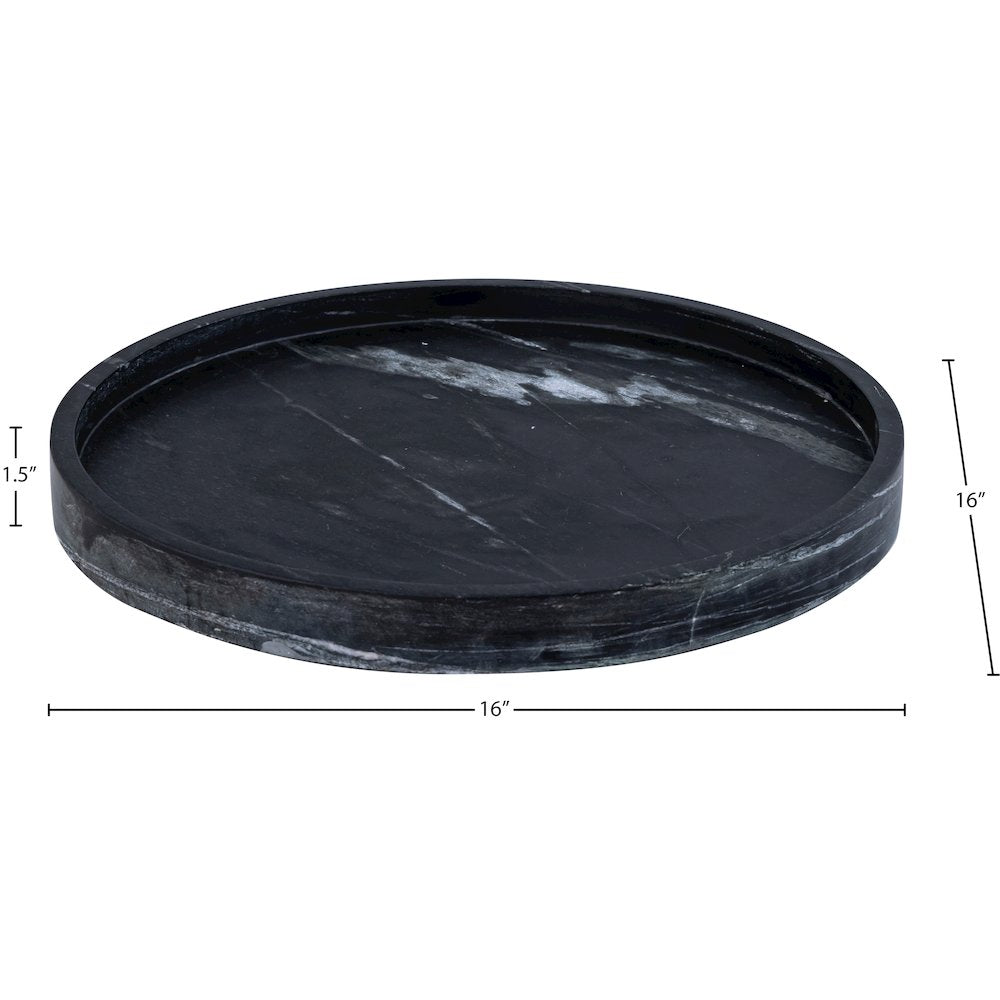 Barletta Black Round Marble Tray