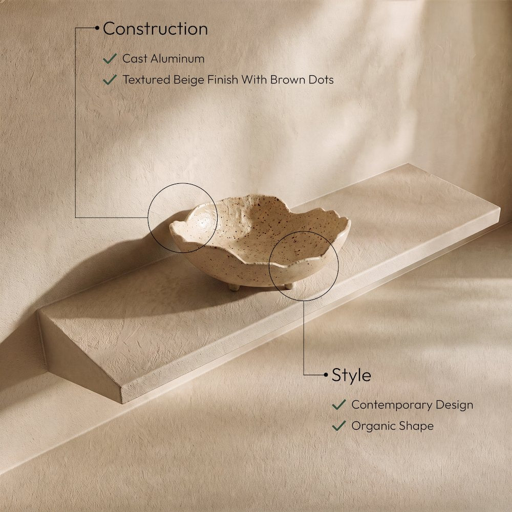 Calyx Beige Aluminum Decorative Bowl