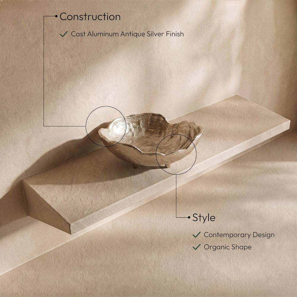 Calyx Silver Aluminum Decorative Bowl