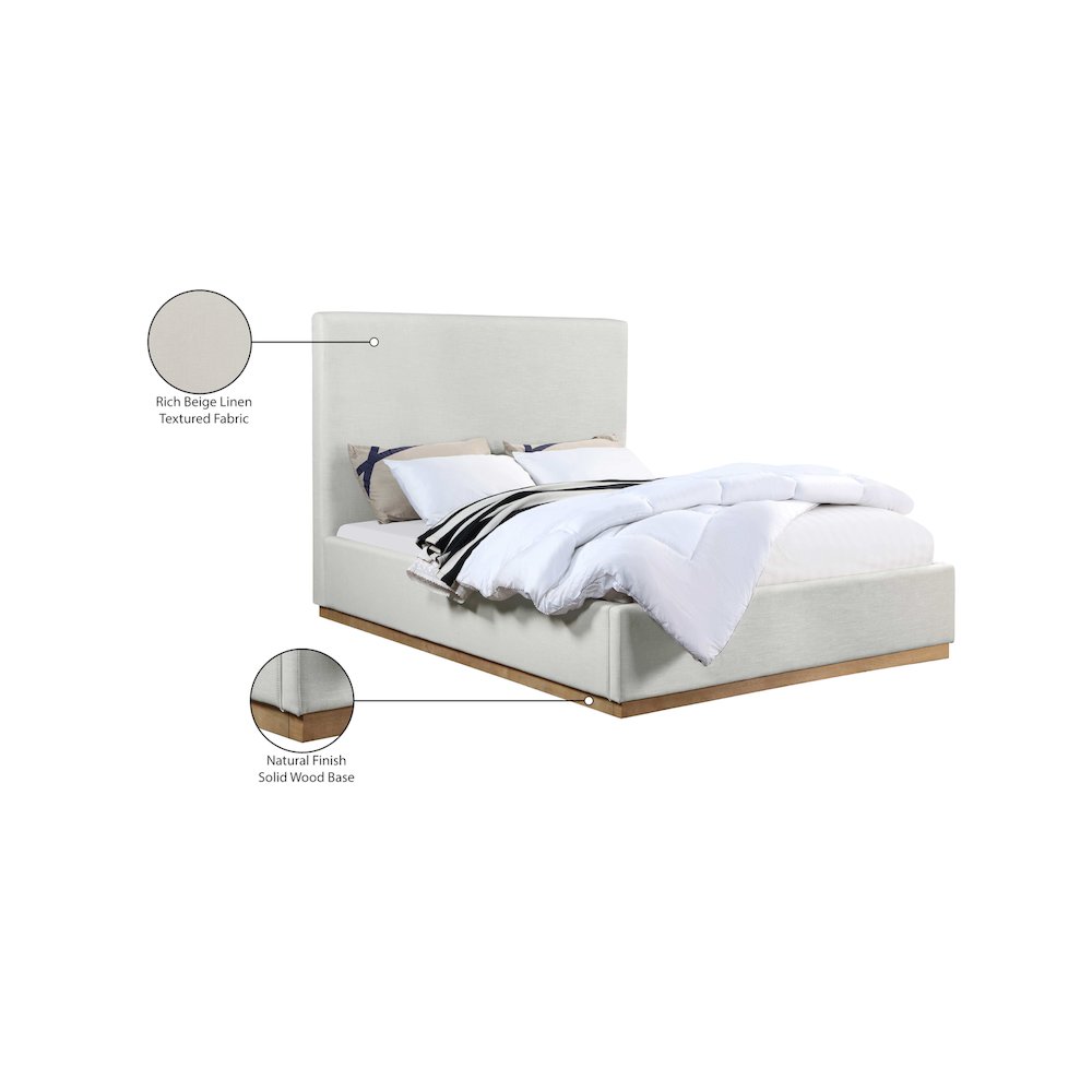 Alfie Cream Linen Textured Fabric Full Bed