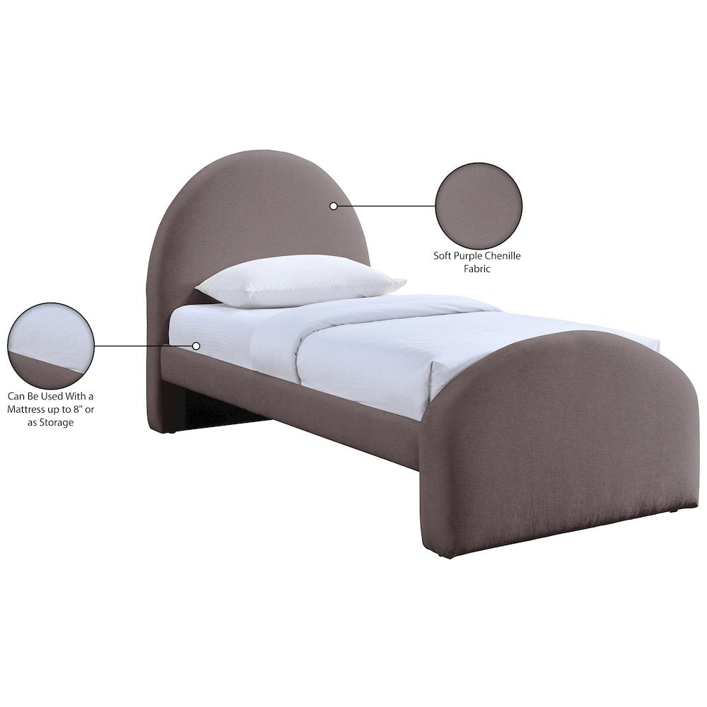 Andaz Purple Chenille Fabric Upholstered Twin Bed