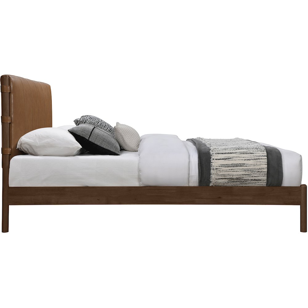 Arielle Cognac Vegan Leather Upholstered Full Bed (3 Boxes)