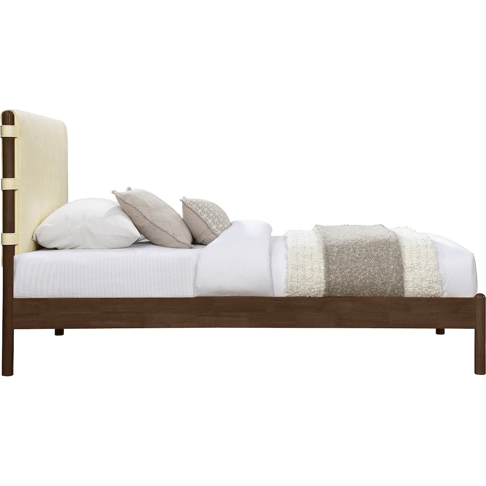 Arielle Cream Vegan Leather Upholstered Twin Bed (3 Boxes)