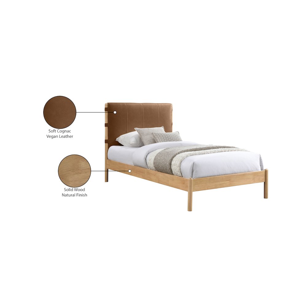 Asher Cognac Vegan Leather Twin Bed